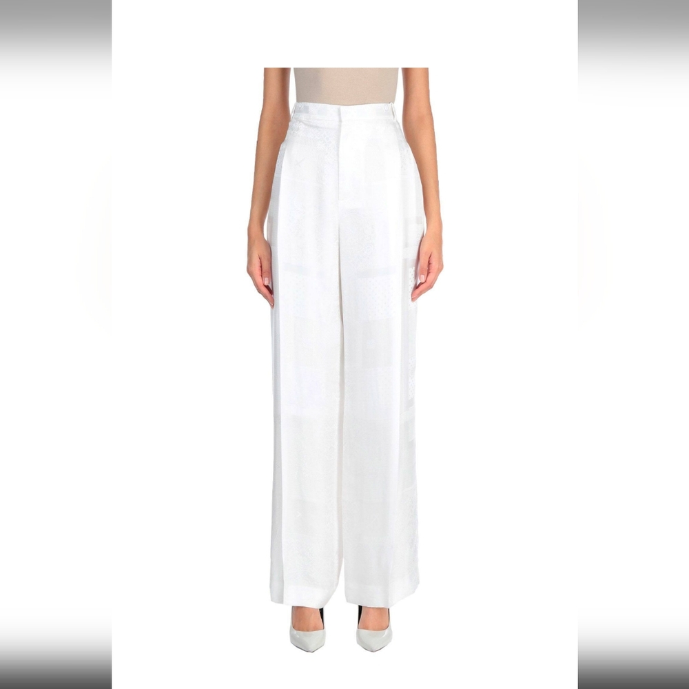 Givenchy White Silk Wide Leg Pants Size FR 40 (6-8US)